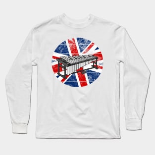 Vibraphone UK Flag Britain Vibraphonist Percussionist British Musician Long Sleeve T-Shirt